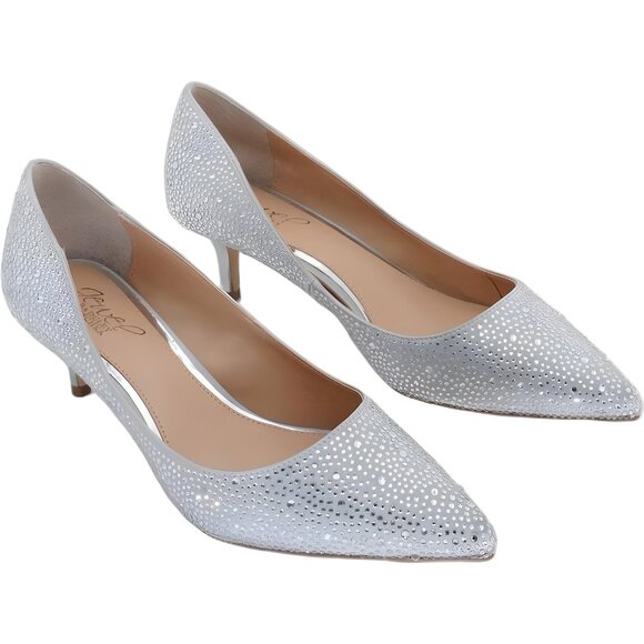 Jewel Badgley Mischka Frenchie Rhinestone Pumps Silver Women's US 8 W - Picture 4 of 6